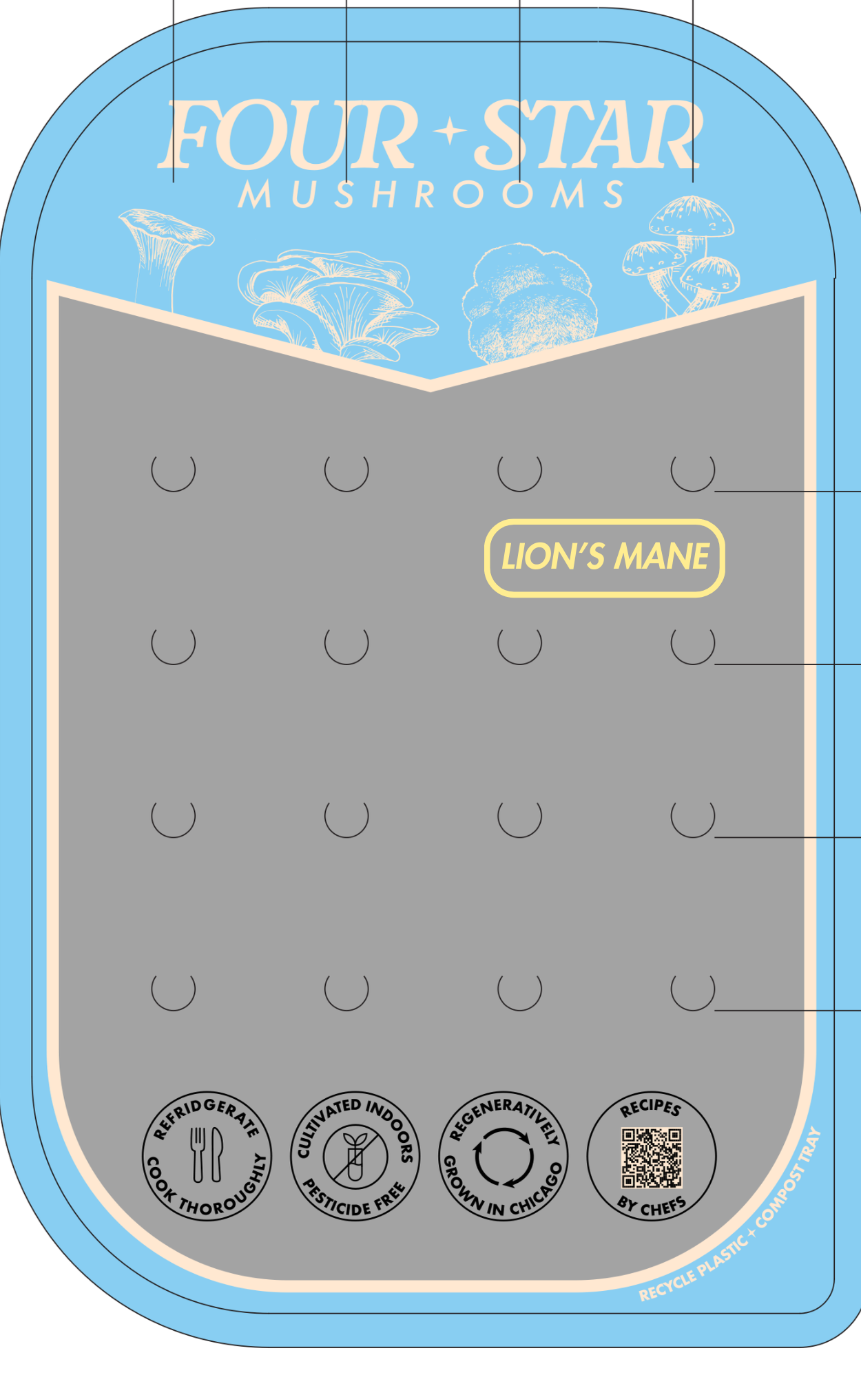 Lion's Mane Punnet 6.5oz - 6 Count Tray